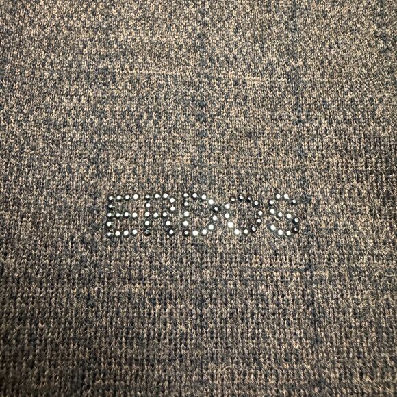 Erdos Wool 1/4 Zip Beaded Pullover Sweater Mens Medium Brown Colorblock Striped - Picture 5 of 13